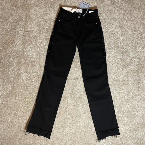 Women's size 23 FRAME Denim Le High Straight Stagger Hem Jeans in NIOR - Picture 1 of 7